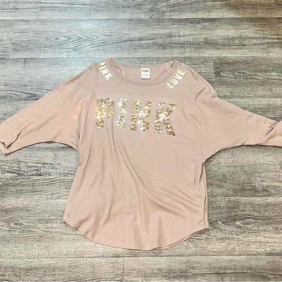 PINK Victoria’s Secret three quarter length shirt - taupe color. - Picture 1 of 5